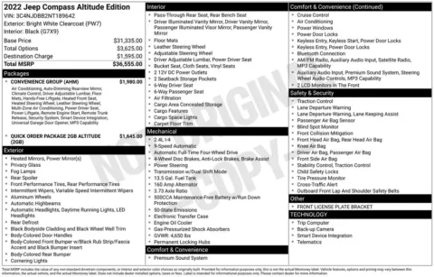 Photos of 2022 Jeep Compass Altitude for sale in Abrams, WI at Gregg Young Abrams Chrysler Dodge Jeep Ram