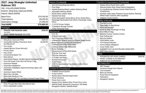 Photos of 2021 Jeep Wrangler Unlimited Rubicon 392 for sale in Abrams, WI at Gregg Young Abrams Chrysler Dodge Jeep Ram
