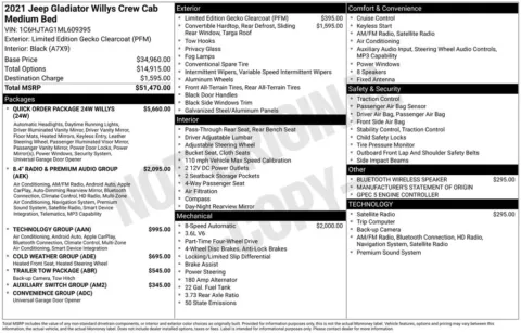 Photos of 2021 Jeep Gladiator Willys for sale in Abrams, WI at Gregg Young Abrams Chrysler Dodge Jeep Ram