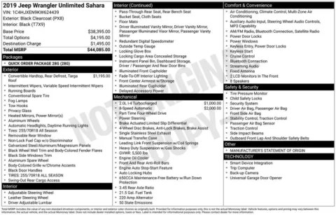 Photos of 2019 Jeep Wrangler Unlimited Sahara for sale in Abrams, WI at Gregg Young Abrams Chrysler Dodge Jeep Ram