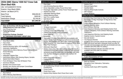 Photos of 2026 GMC Sierra 1500 SLT for sale in Abrams, WI at Gregg Young Abrams Chrysler Dodge Jeep Ram