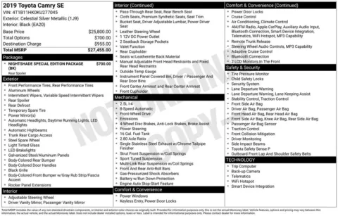 Photos of 2019 Toyota Camry SE for sale in Abrams, WI at Gregg Young Abrams Chrysler Dodge Jeep Ram