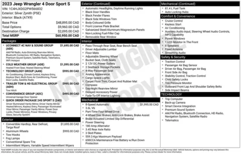 Photos of 2023 Jeep Wrangler Sport S for sale in Abrams, WI at Gregg Young Abrams Chrysler Dodge Jeep Ram
