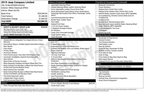 Photos of 2019 Jeep Compass Limited for sale in Abrams, WI at Gregg Young Abrams Chrysler Dodge Jeep Ram