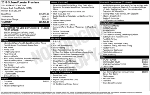 Photos of 2019 Subaru Forester Premium for sale in Abrams, WI at Gregg Young Abrams Chrysler Dodge Jeep Ram