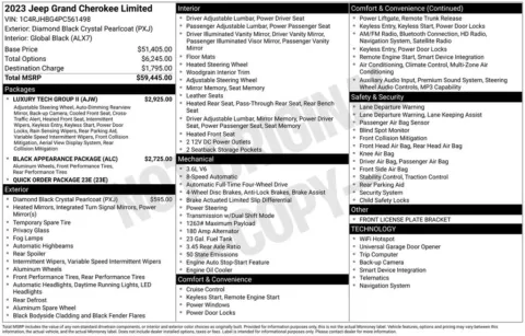 Photos of 2023 Jeep Grand Cherokee Limited for sale in Abrams, WI at Gregg Young Abrams Chrysler Dodge Jeep Ram