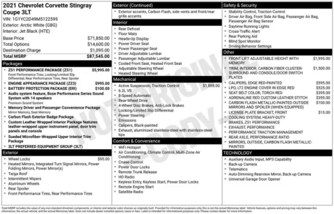 Photos of 2021 Chevrolet Corvette Stingray for sale in Abrams, WI at Gregg Young Abrams Chrysler Dodge Jeep Ram