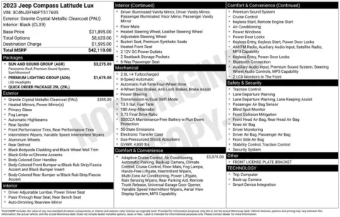 Photos of 2023 Jeep Compass Latitude Lux for sale in Abrams, WI at Gregg Young Abrams Chrysler Dodge Jeep Ram