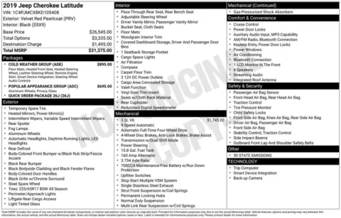 Photos of 2019 Jeep Cherokee Latitude for sale in Abrams, WI at Gregg Young Abrams Chrysler Dodge Jeep Ram
