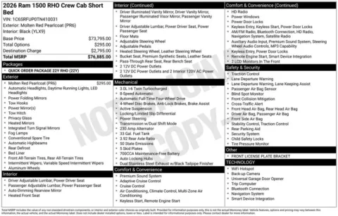 Photos of 2026 Ram 1500 RHO for sale in Abrams, WI at Gregg Young Abrams Chrysler Dodge Jeep Ram