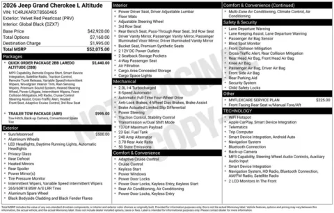 Photos of 2026 Jeep Grand Cherokee L Altitude for sale in Abrams, WI at Gregg Young Abrams Chrysler Dodge Jeep Ram