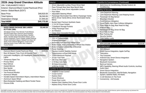 Photos of 2026 Jeep Grand Cherokee Altitude for sale in Abrams, WI at Gregg Young Abrams Chrysler Dodge Jeep Ram