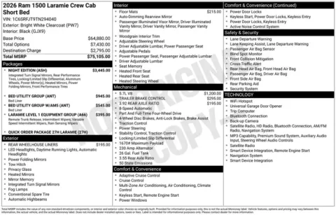 Photos of 2026 Ram 1500 Laramie for sale in Abrams, WI at Gregg Young Abrams Chrysler Dodge Jeep Ram