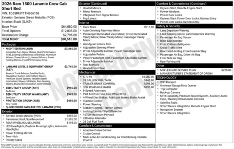 Photos of 2026 Ram 1500 Laramie for sale in Abrams, WI at Gregg Young Abrams Chrysler Dodge Jeep Ram