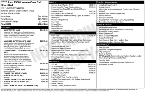Photos of 2026 Ram 1500 Laramie for sale in Abrams, WI at Gregg Young Abrams Chrysler Dodge Jeep Ram