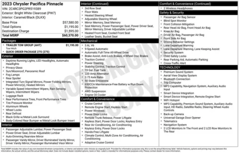 Photos of 2023 Chrysler Pacifica Pinnacle for sale in Abrams, WI at Gregg Young Abrams Chrysler Dodge Jeep Ram