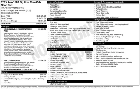 Photos of 2026 Ram 1500 Big Horn/Lone Star for sale in Abrams, WI at Gregg Young Abrams Chrysler Dodge Jeep Ram