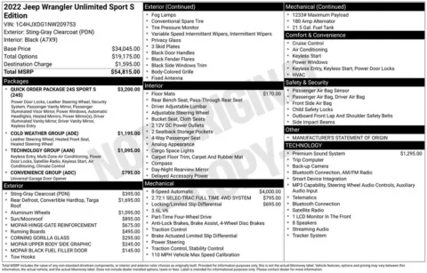Photos of 2022 Jeep Wrangler Unlimited Sport S for sale in Abrams, WI at Gregg Young Abrams Chrysler Dodge Jeep Ram