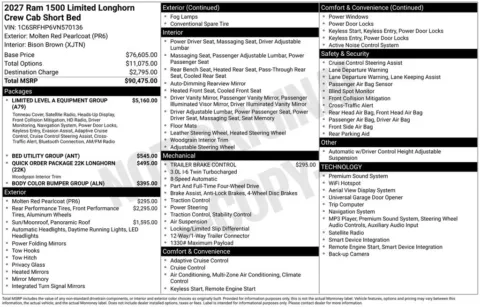 Photos of 2027 Ram 1500 Limited for sale in Abrams, WI at Gregg Young Abrams Chrysler Dodge Jeep Ram
