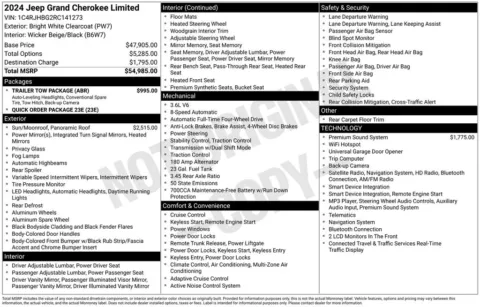 Photos of 2024 Jeep Grand Cherokee Limited for sale in Abrams, WI at Gregg Young Abrams Chrysler Dodge Jeep Ram
