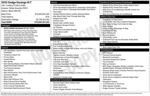 Photos of 2025 Dodge Durango R/T Plus for sale in Abrams, WI at Gregg Young Abrams Chrysler Dodge Jeep Ram