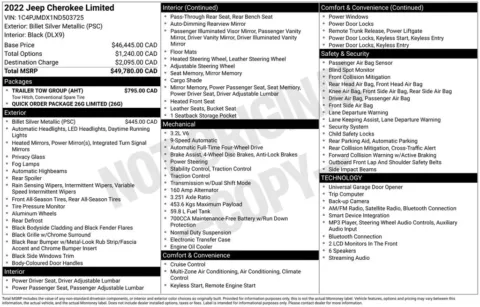 Photos of 2022 Jeep Cherokee Limited for sale in Abrams, WI at Gregg Young Abrams Chrysler Dodge Jeep Ram