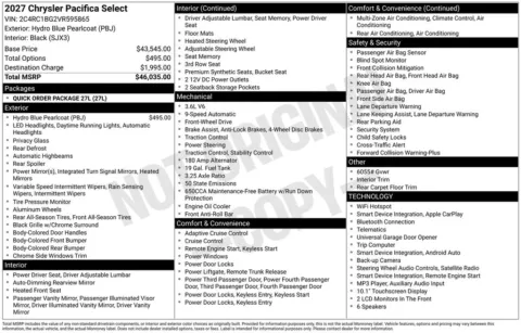 Photos of 2027 Chrysler Pacifica Select for sale in Abrams, WI at Gregg Young Abrams Chrysler Dodge Jeep Ram