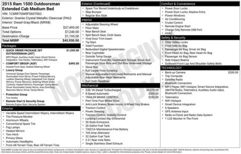 Photos of 2015 Ram 1500 Outdoorsman for sale in Abrams, WI at Gregg Young Abrams Chrysler Dodge Jeep Ram