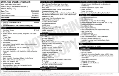 Photos of 2021 Jeep Cherokee Trailhawk for sale in Abrams, WI at Gregg Young Abrams Chrysler Dodge Jeep Ram