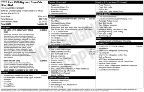 Photos of 2026 Ram 1500 Big Horn/Lone Star for sale in Abrams, WI at Gregg Young Abrams Chrysler Dodge Jeep Ram