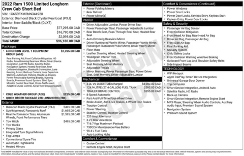 Photos of 2022 Ram 1500 Laramie Longhorn for sale in Abrams, WI at Gregg Young Abrams Chrysler Dodge Jeep Ram