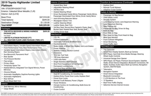 Photos of 2019 Toyota Highlander Limited Platinum for sale in Abrams, WI at Gregg Young Abrams Chrysler Dodge Jeep Ram