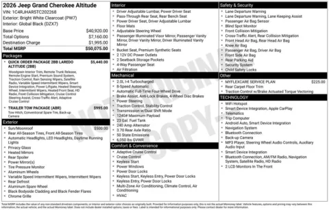 Photos of 2026 Jeep Grand Cherokee Altitude for sale in Abrams, WI at Gregg Young Abrams Chrysler Dodge Jeep Ram