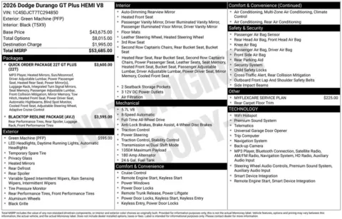 Photos of 2026 Dodge Durango GT Plus HEMI V8 for sale in Abrams, WI at Gregg Young Abrams Chrysler Dodge Jeep Ram