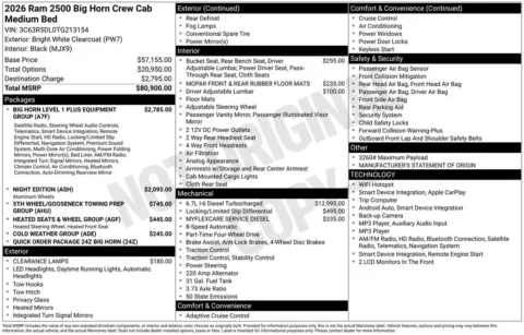 Photos of 2026 Ram 2500 Big Horn for sale in Abrams, WI at Gregg Young Abrams Chrysler Dodge Jeep Ram