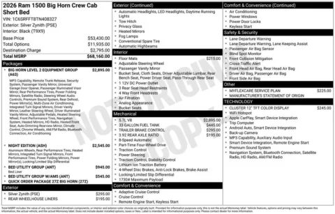 Photos of 2026 Ram 1500 Big Horn/Lone Star for sale in Abrams, WI at Gregg Young Abrams Chrysler Dodge Jeep Ram