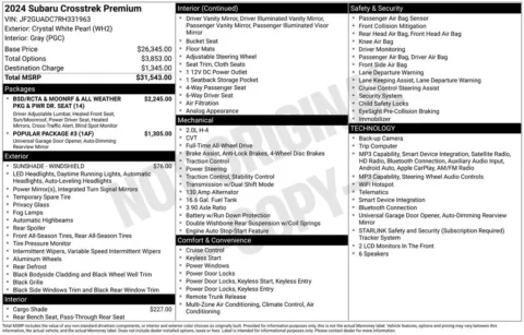 Photos of 2024 Subaru Crosstrek Premium for sale in Abrams, WI at Gregg Young Abrams Chrysler Dodge Jeep Ram
