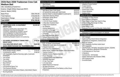 Photos of 2026 Ram 3500 Tradesman for sale in Abrams, WI at Gregg Young Abrams Chrysler Dodge Jeep Ram