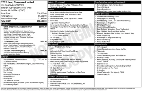 Photos of 2026 Jeep Cherokee Limited for sale in Abrams, WI at Gregg Young Abrams Chrysler Dodge Jeep Ram