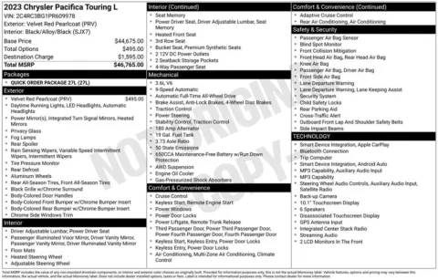 Photos of 2023 Chrysler Pacifica Touring L for sale in Abrams, WI at Gregg Young Abrams Chrysler Dodge Jeep Ram