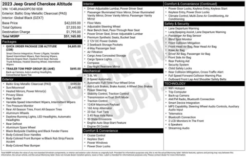 Photos of 2023 Jeep Grand Cherokee Altitude X for sale in Abrams, WI at Gregg Young Abrams Chrysler Dodge Jeep Ram