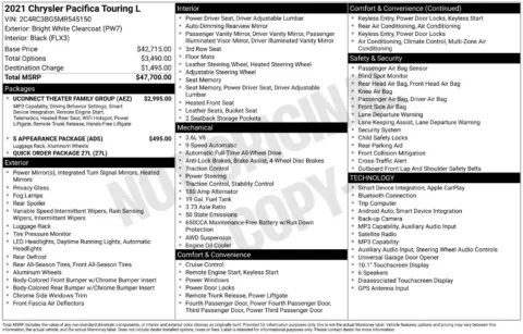 Photos of 2021 Chrysler Pacifica Touring L for sale in Abrams, WI at Gregg Young Abrams Chrysler Dodge Jeep Ram