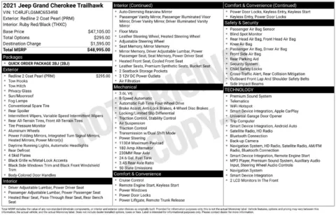 Photos of 2021 Jeep Grand Cherokee Trailhawk for sale in Abrams, WI at Gregg Young Abrams Chrysler Dodge Jeep Ram
