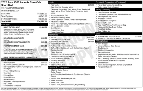 Photos of 2026 Ram 1500 Laramie for sale in Abrams, WI at Gregg Young Abrams Chrysler Dodge Jeep Ram
