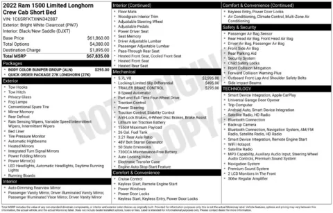 Photos of 2022 Ram 1500 Limited for sale in Abrams, WI at Gregg Young Abrams Chrysler Dodge Jeep Ram