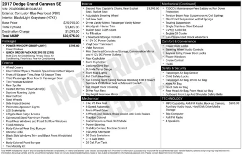 Photos of 2017 Dodge Grand Caravan SE for sale in Abrams, WI at Gregg Young Abrams Chrysler Dodge Jeep Ram