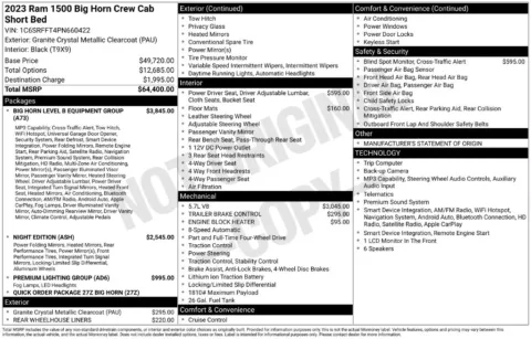 Photos of 2023 Ram 1500 Big Horn/Lone Star for sale in Abrams, WI at Gregg Young Abrams Chrysler Dodge Jeep Ram