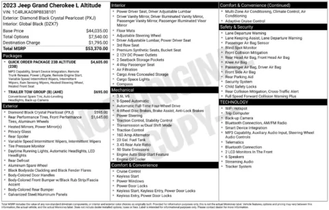 Photos of 2023 Jeep Grand Cherokee L Altitude for sale in Abrams, WI at Gregg Young Abrams Chrysler Dodge Jeep Ram