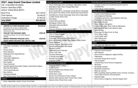 Photos of 2027 Jeep Grand Cherokee Limited for sale in Abrams, WI at Gregg Young Abrams Chrysler Dodge Jeep Ram