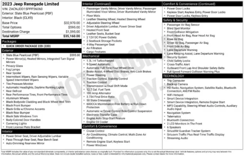 Photos of 2023 Jeep Renegade Limited for sale in Abrams, WI at Gregg Young Abrams Chrysler Dodge Jeep Ram
